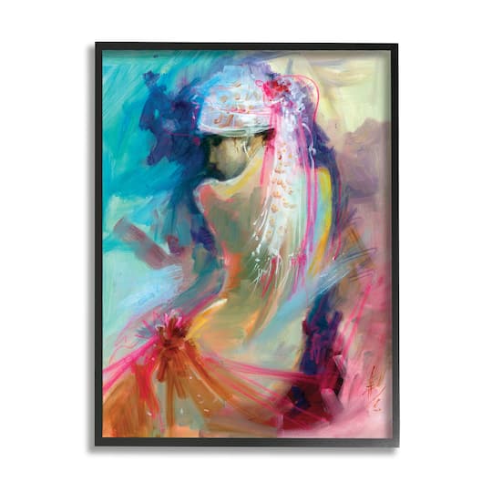 Stupell Industries Colorful Abstract Nude Female Portrait Back in Frame Wall Art